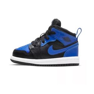 Toddler Kids Jordan 1 Mid Black/Hyper Blue/ White Shoes size 7c